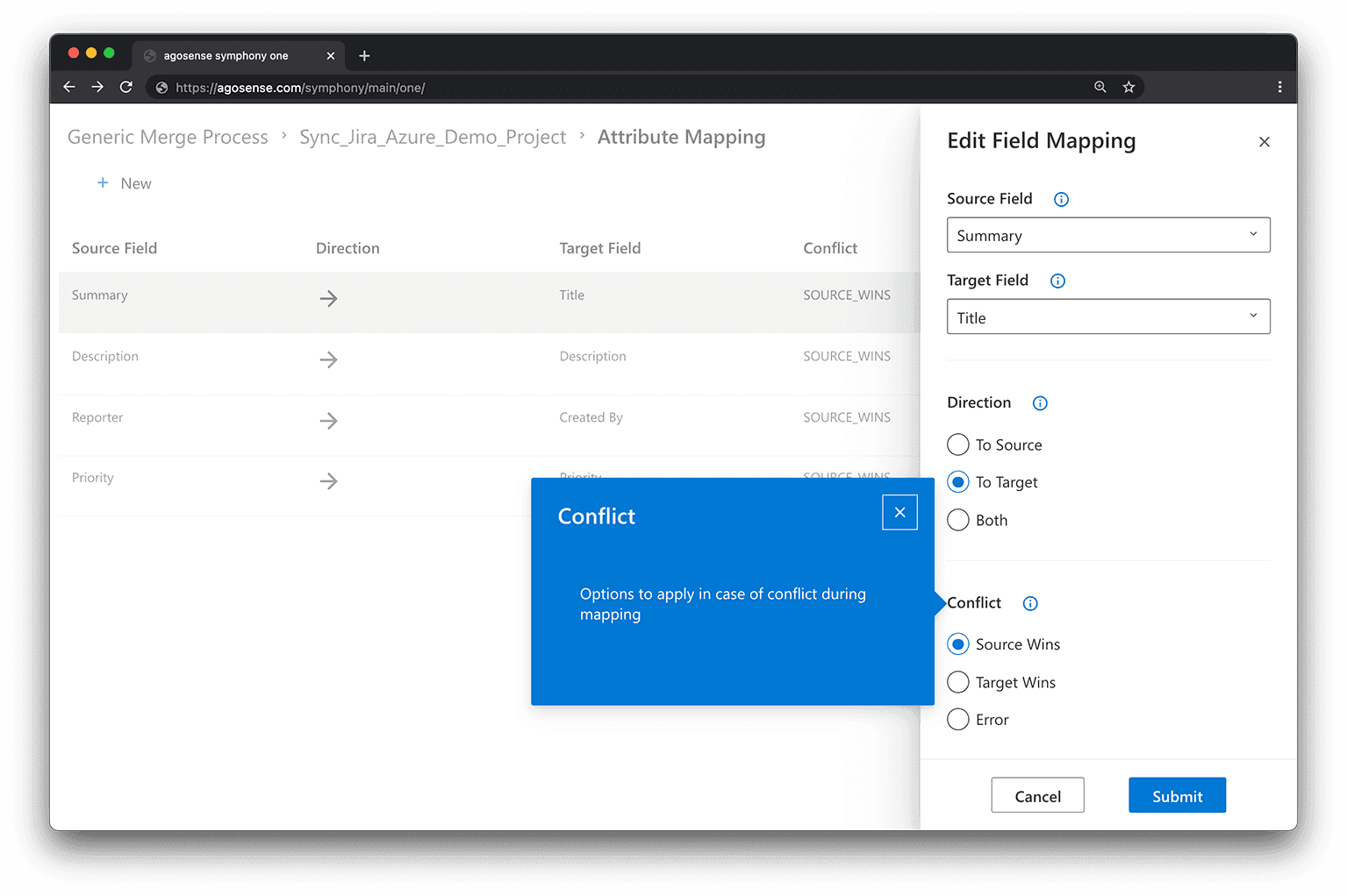 agosense.symphony ONE Conflict Handling